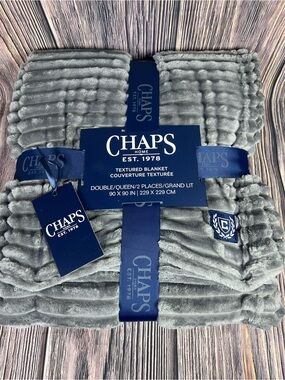 BRAND NEW Ralph Lauren Chaps QUEEN Throw Blanket SLATE GRAY 90x90 SO SOFT & COZY